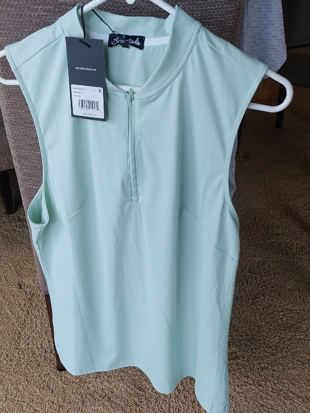 Bad Birdie Mint Green Sleeveless Golf Polo